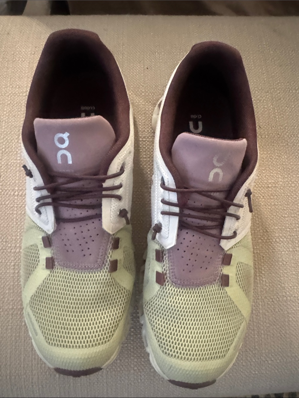 On Running Women's Pale Green and Mauve Athletic Shoes